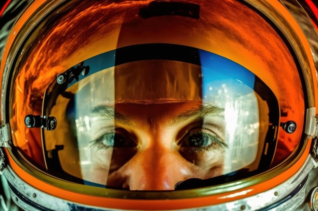 Clear glass on the helmet Cosmonaut in space suit Beautiful illustration picture Generative AI