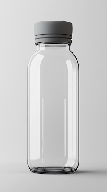 Photo a clear glass jar with a black lid that says quot clear quot