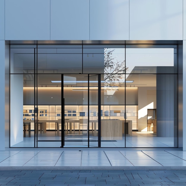 Photo clear glass mockup door architecture building