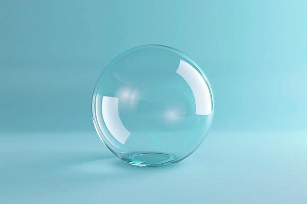 a clear glass sphere on a blue background