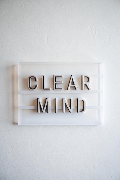 Photo clear mind on white clear mind word on white background