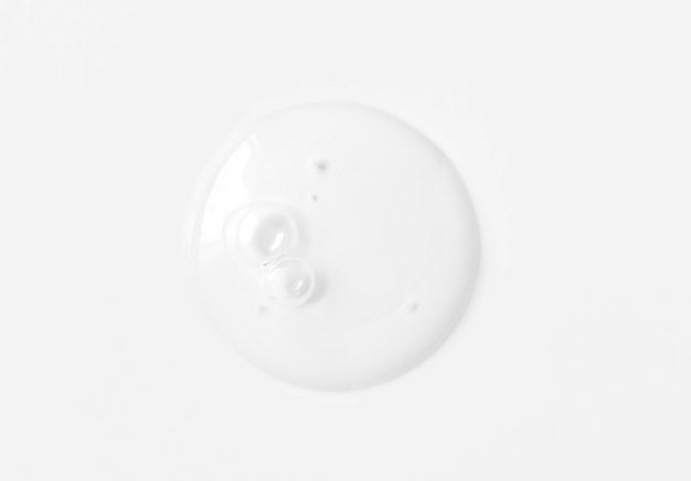 Clear transparent circle spot with bubbles cosmetic product texture isolated