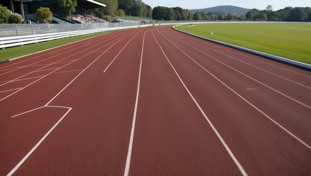 Photo a clear view of a running track surrounded by green grass