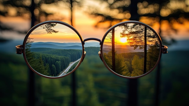 Clear Vision of a Serene Sunset in the Forest Feeling Connected to Nature