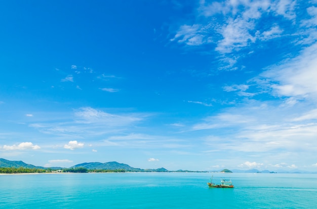 Clear water and blue sky. Beach in Krabi province, Thailand.