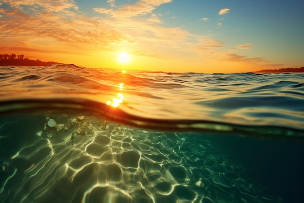 Clear water of sea surface morning at the beach water wave