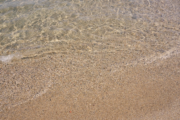 Clear waves on tropical sandy beach in Crete Greece.