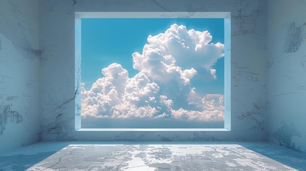 Clear White Windows with Sunny Blue Sky Backdrop Generative AI