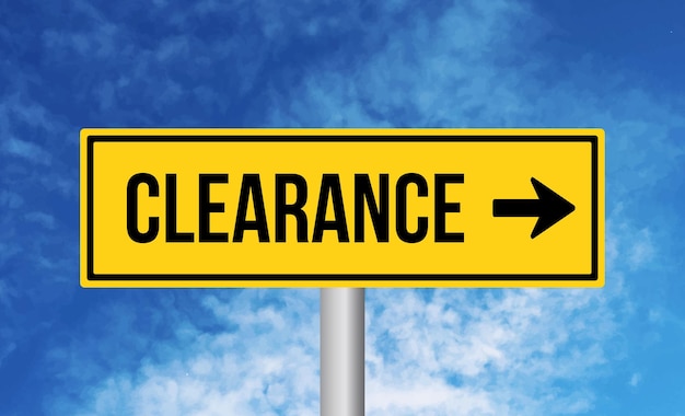 Photo clearance road sign on blue sky background