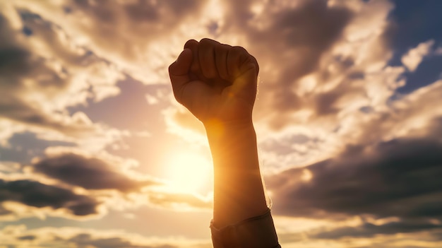 A clenched fist as a symbol of victory in the fight against cancer