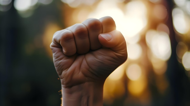 A clenched fist as a symbol of victory in the fight against cancer