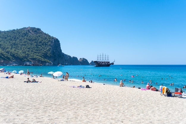 Cleopatra beach with nice sand and blue sea Alanya Antalya Turkey