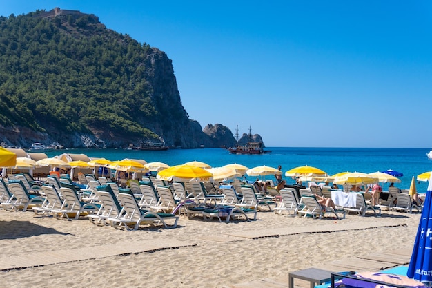 Cleopatra beach with nice sand and blue sea Alanya Antalya Turkey