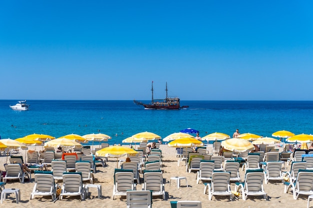 Cleopatra beach with nice sand and blue sea Alanya Antalya Turkey