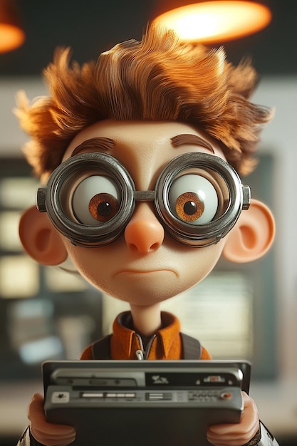 Clever 3D Cartoon Character Using Hightech Gadgets