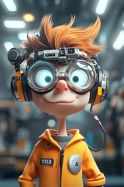 Clever 3D Cartoon Character Using Hightech Gadgets