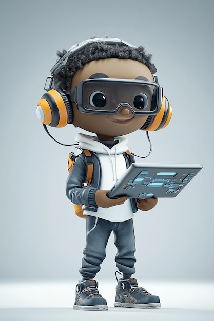 Clever 3D Cartoon Character Using Hightech Gadgets