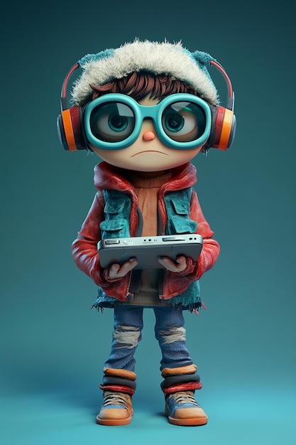 Clever 3D Cartoon Character Using Hightech Gadgets