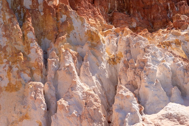 Cliff colored sands in shades of red yellow and white