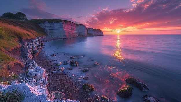 Photo a cliff with the word  the name of the sea  on the top