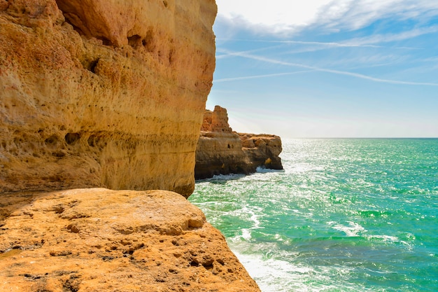 Cliffs in Benagil, village of the Portuguese Algarve