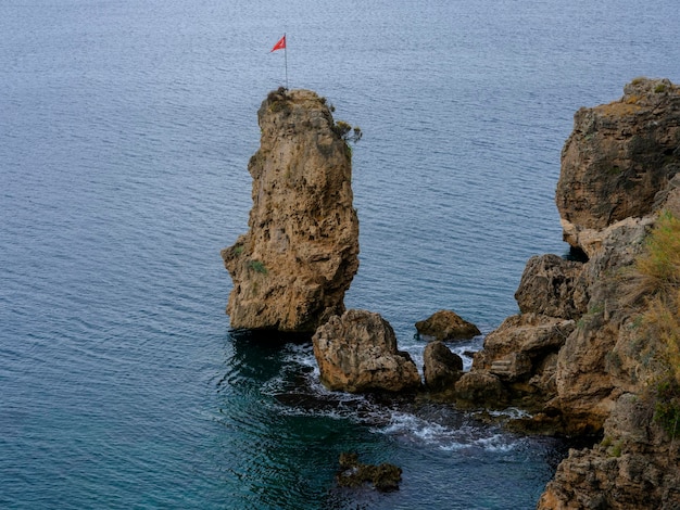 Cliffs and calm sea waves