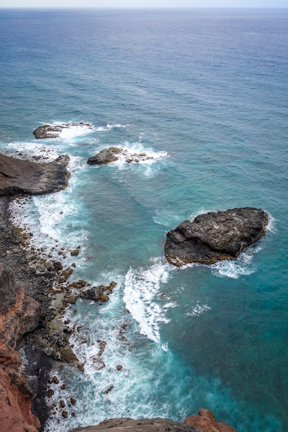 Cliffs and ocean aerial view in Santo Antao island, Cape Verde