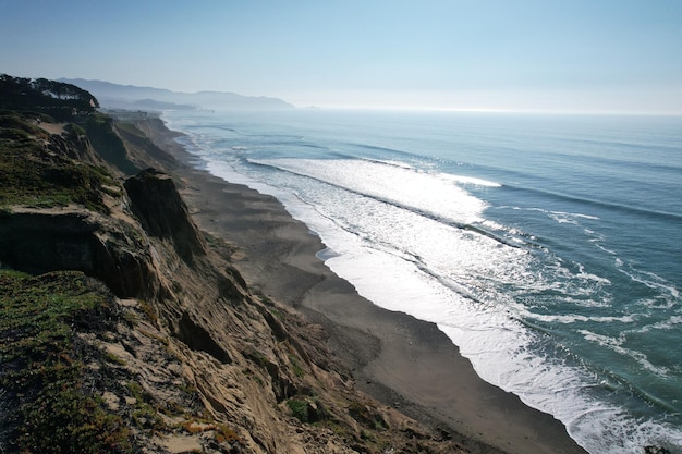 Cliffs and Ocean Mussell rock park in Pacifica California