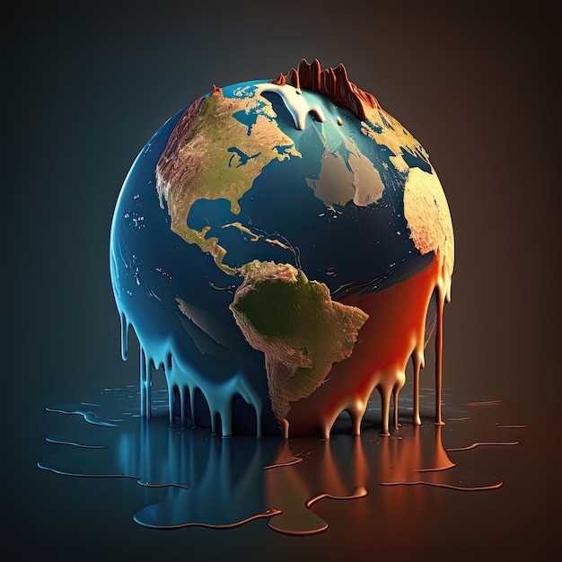 Climate change global warming concept Planet Earth has warmed up and is melting Earth's Day Generative AI