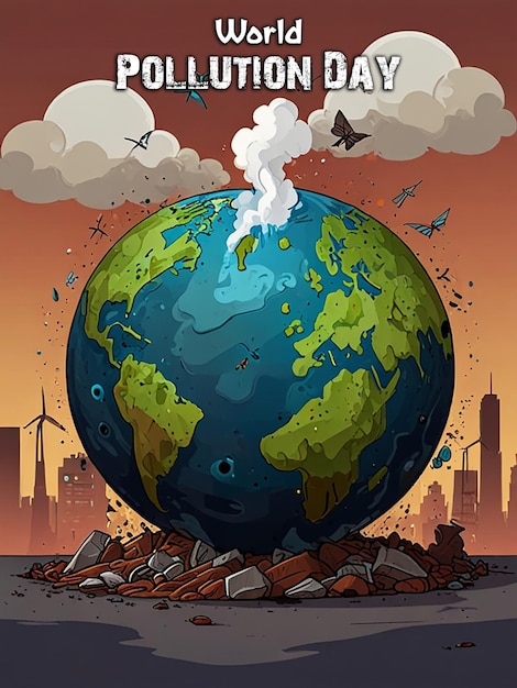 Climate change with industrial pollution image