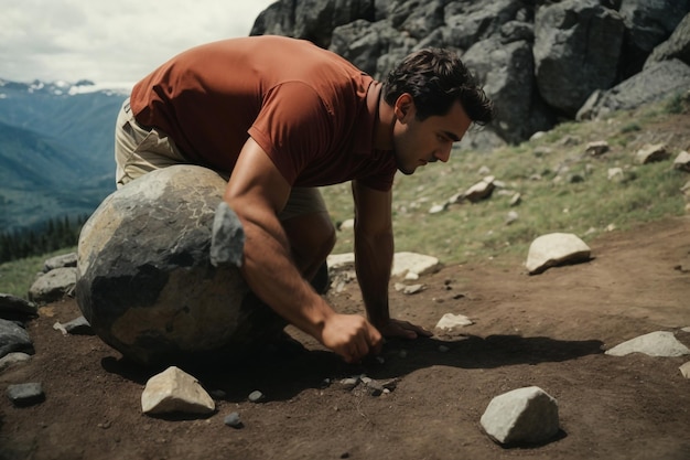 climber getting down from the boulder