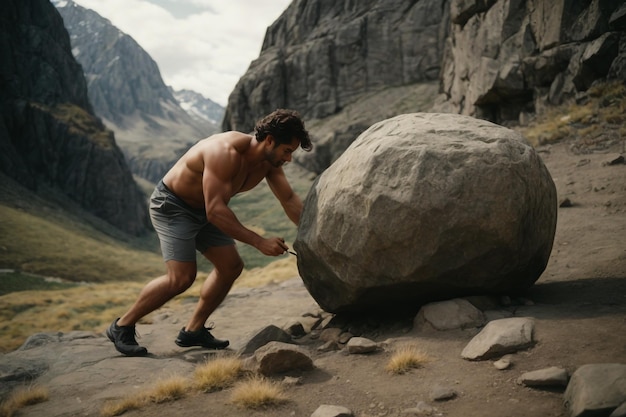 climber getting down from the boulder