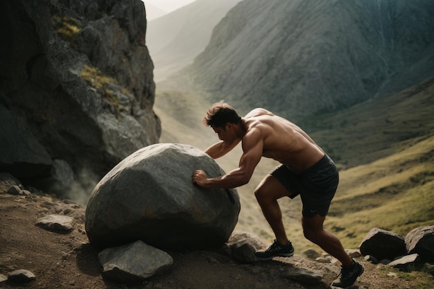 climber getting down from the boulder