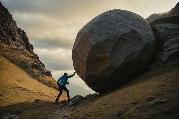 climber getting down from the boulder