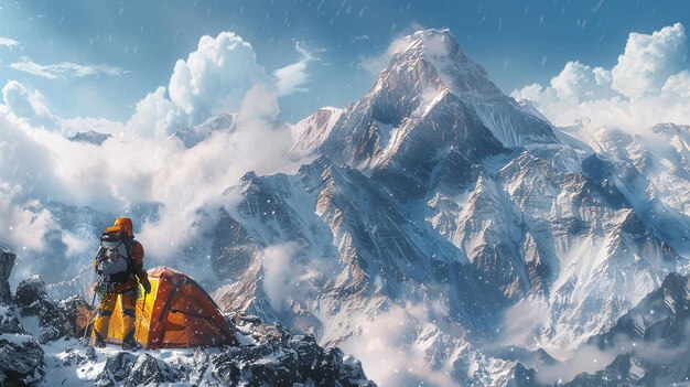 A climber on ice mountain