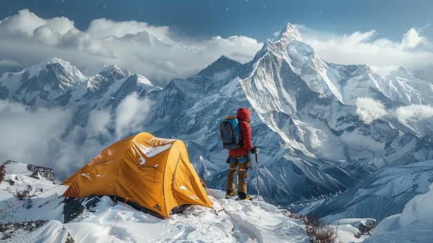 A climber on ice mountain