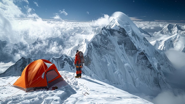 A climber on ice mountain