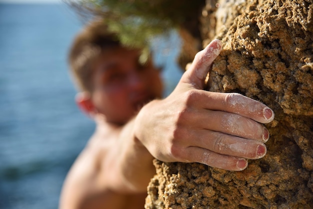 Climber making efforts to succeed