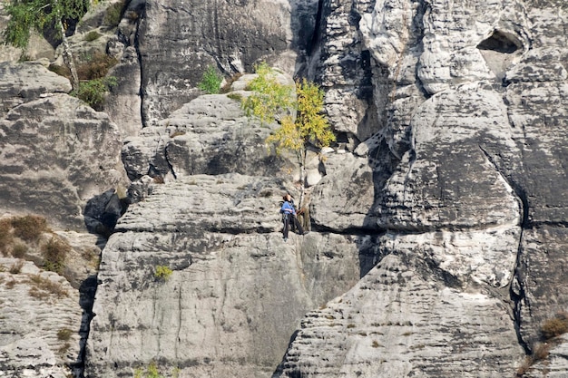 Climber on the rock surface