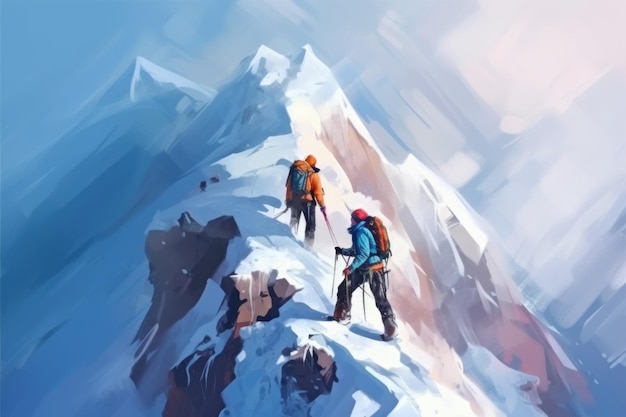 Climbers professional hiking Climb adventure Generate Ai