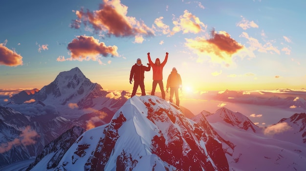 Photo the climbers at sunrise