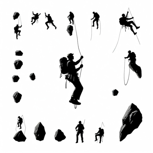 Photo climbing vector set white background isolated a high quality