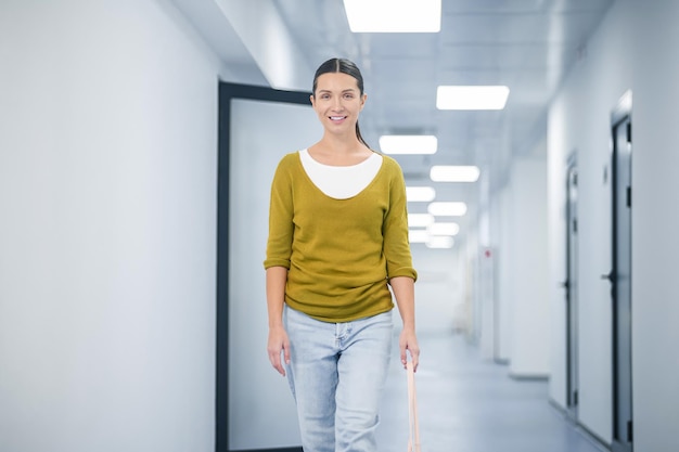 At the clinic Cute young woman in a clinic corridor