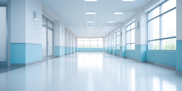 Clinical Serenity Empty Hospital Corridor with Room Background