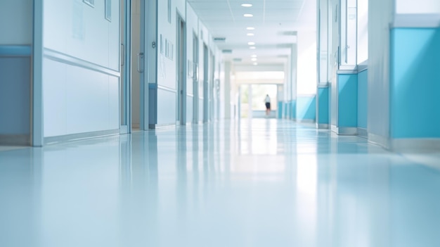 Clinical Serenity Empty Hospital Corridor with Room Background