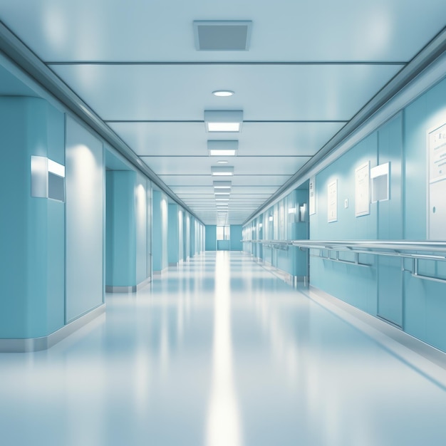 Clinical Serenity Empty Hospital Corridor with Room Background