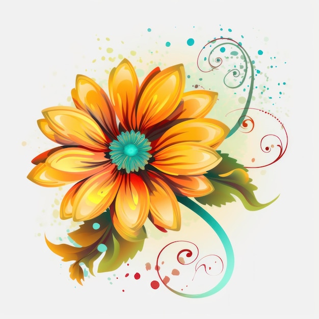 Clip art beautiful orange flower on white background generative AI