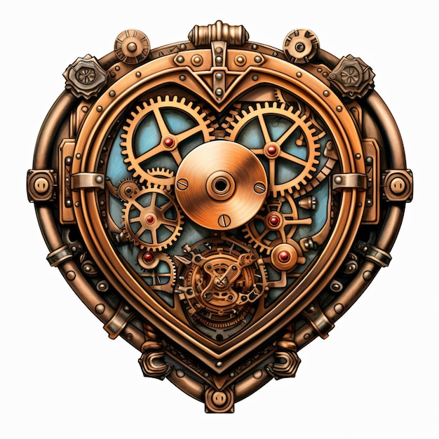 Clip art steampunk heart clip art isolated on white background