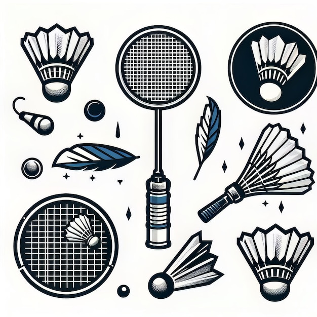 Photo clipart badminton element vector art