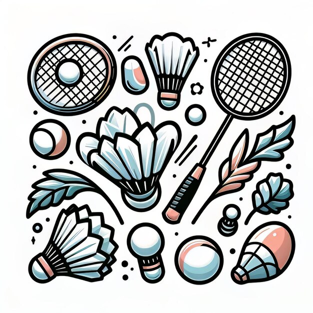 Clipart badminton element vector art